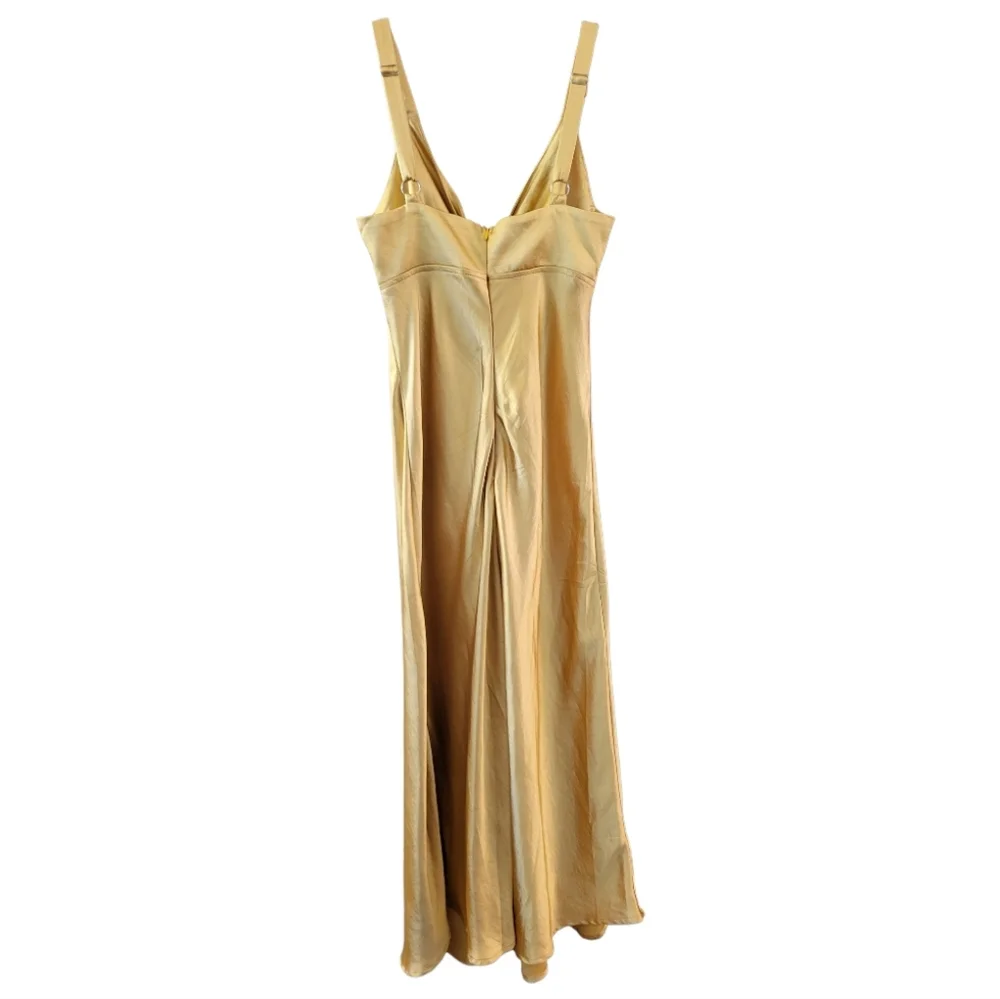 NWT Selfie Leslie Perfect Day Satin Midi Dress Mustard - Size S - Picture 3 of 8